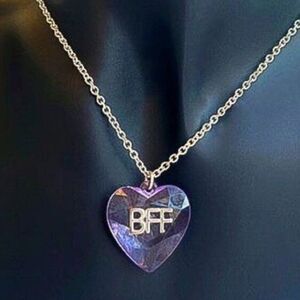 Funky Vintage Y2K Acrylic BFF Purple Heart Necklace